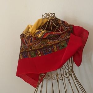 Wool Scarf Paisley Design Vintage Made in Switzerland